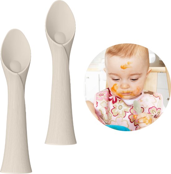 Cuillères d’entraînement pour bébé à ventouse - Pré-cuillères en 100% silicone - Lot de 2 - Broemba®