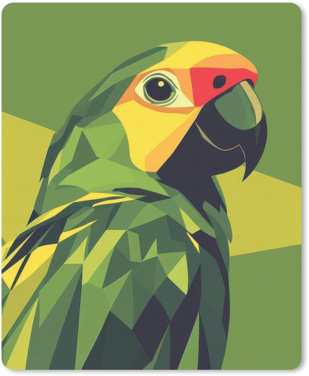 Muismat 19x23 cm - Mousepad Papegaai - Groen - Snavel - Abstract - Muismatten