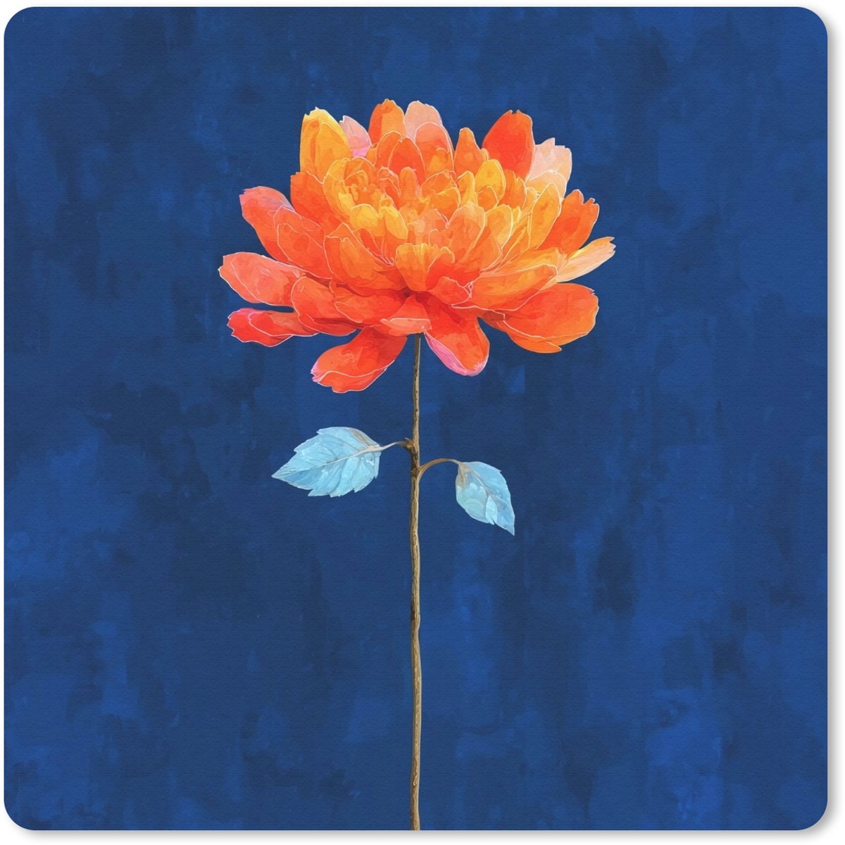 Muismat 30x30 cm - Mousepad Bloem - Oranje - Bladeren - Muismatten