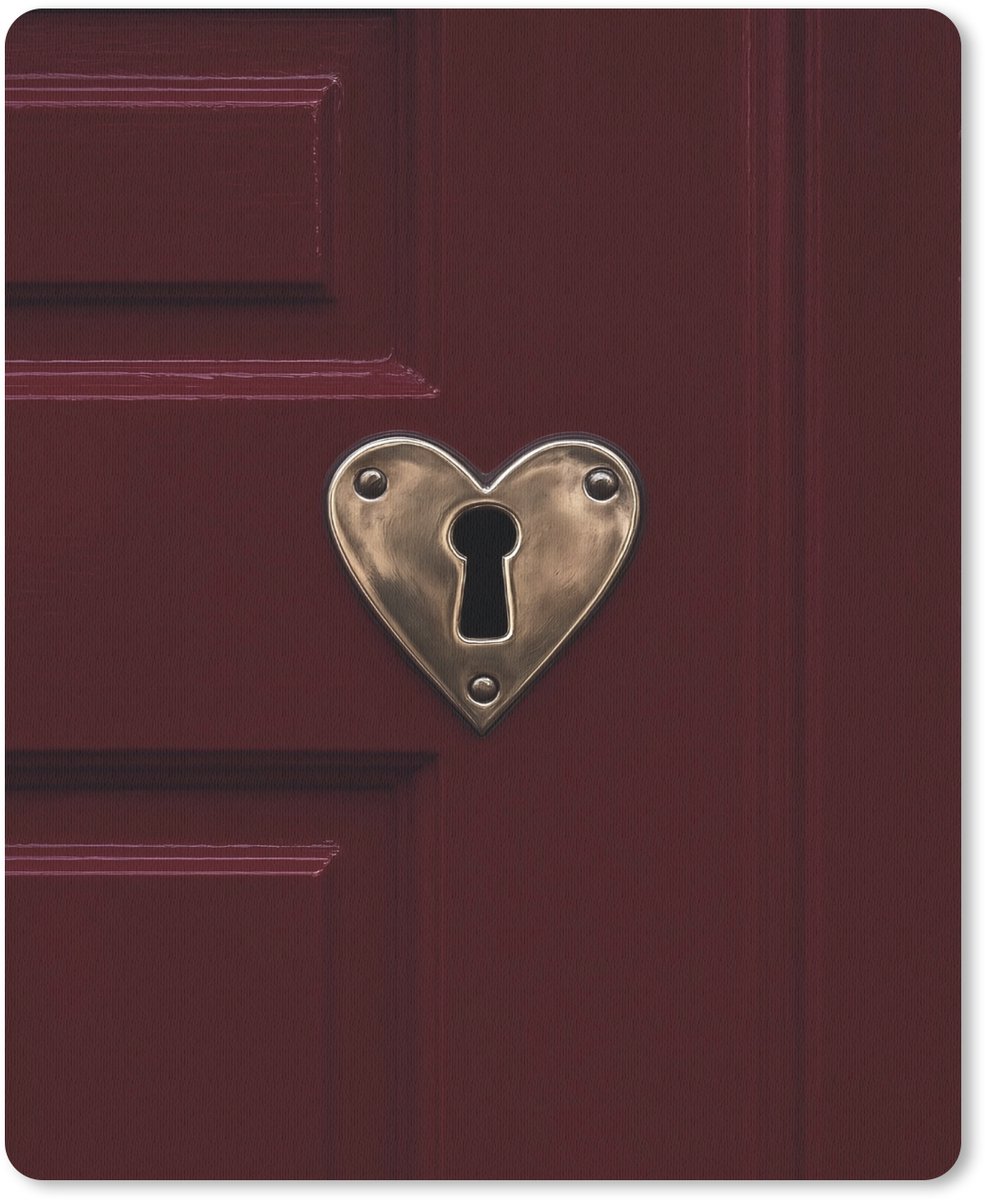 Muismat 19x23 cm - Mousepad Bordeaux - Sleutelplaat - Hout - Deur - Muismatten