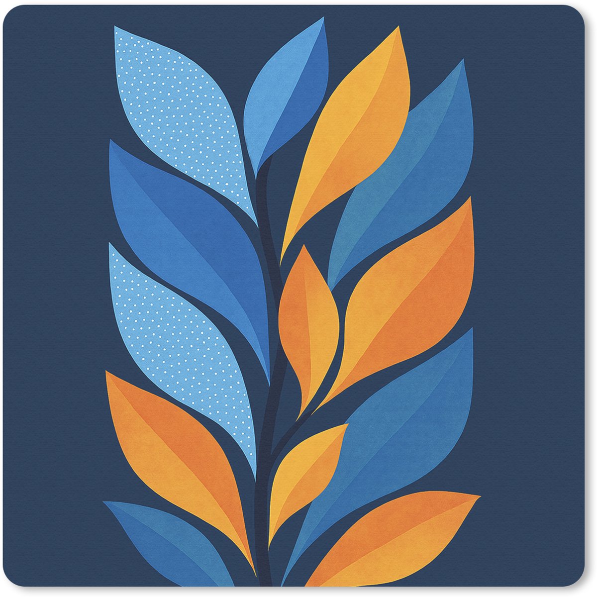 Muismat 30x30 cm - Mousepad Abstract - Bladeren - Blauw - Muismatten