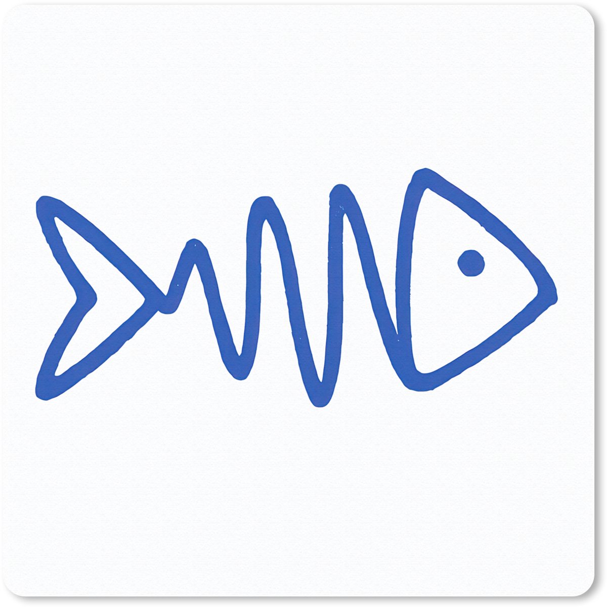 Muismat 30x30 cm - Mousepad Vis - Minimalistisch - Blauw - Lijn - Muismatten