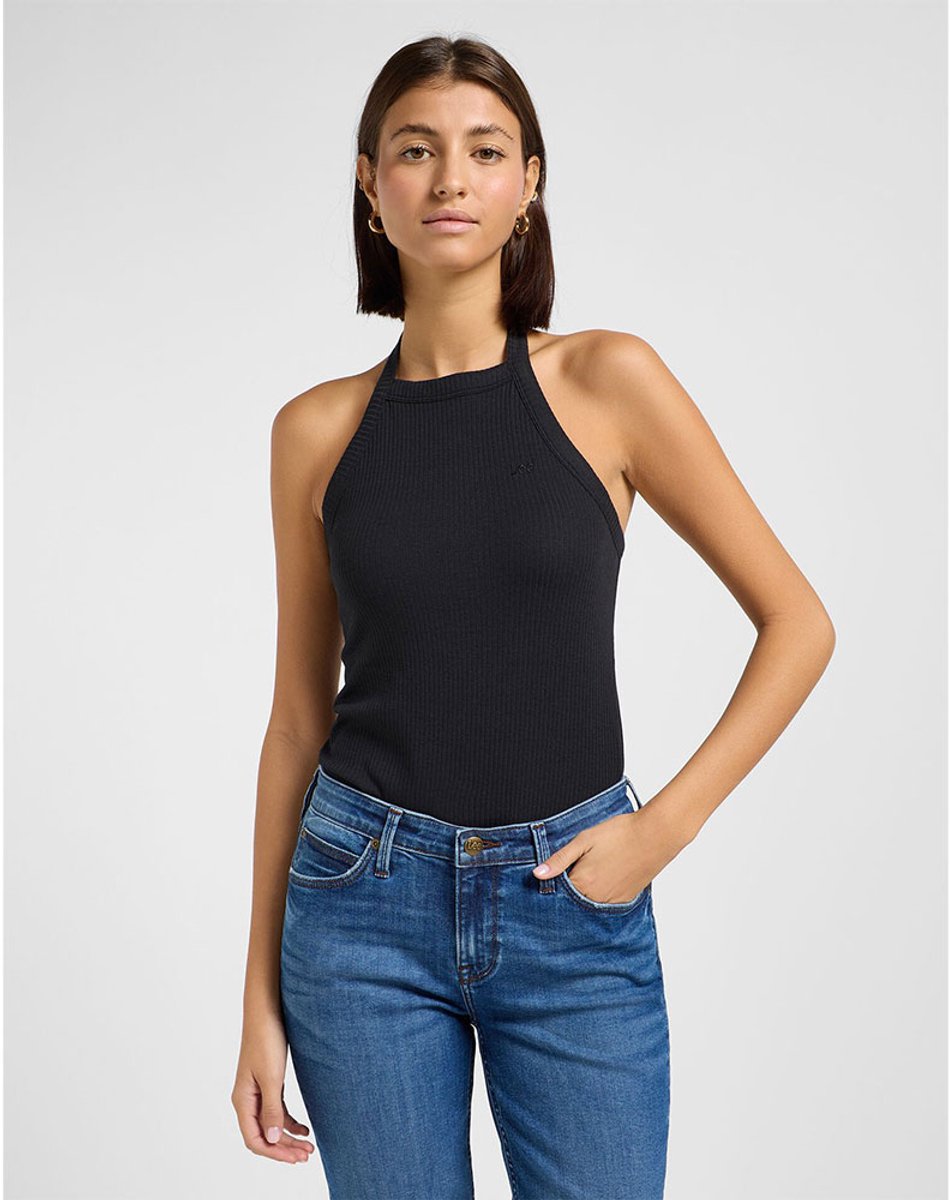 Lee Open Back Halter Mouwloos T-shirt S Vrouw Zwart