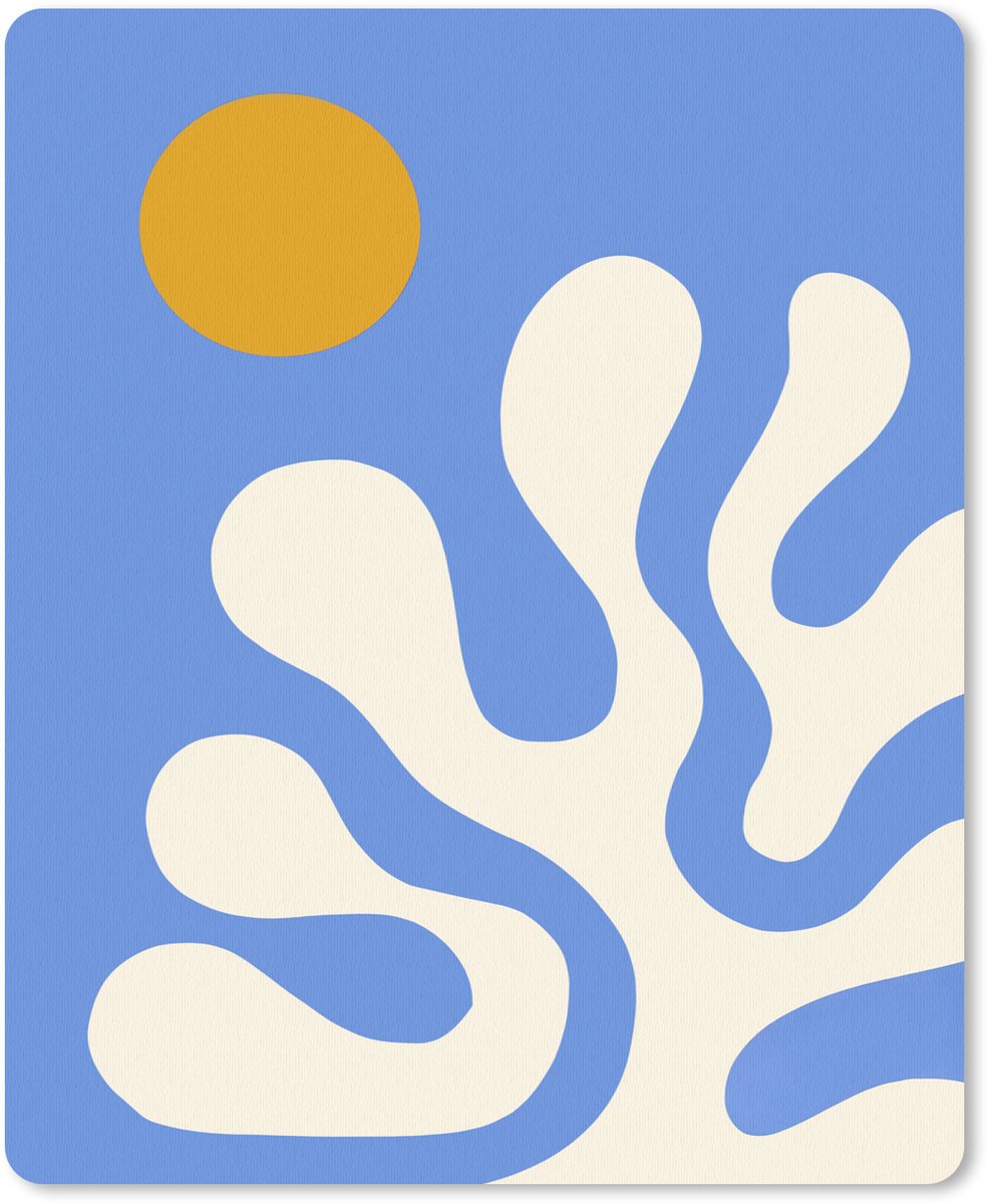 Muismat 19x23 cm - Mousepad Minimalistisch - Organisch patroon - Blauw - Muismatten