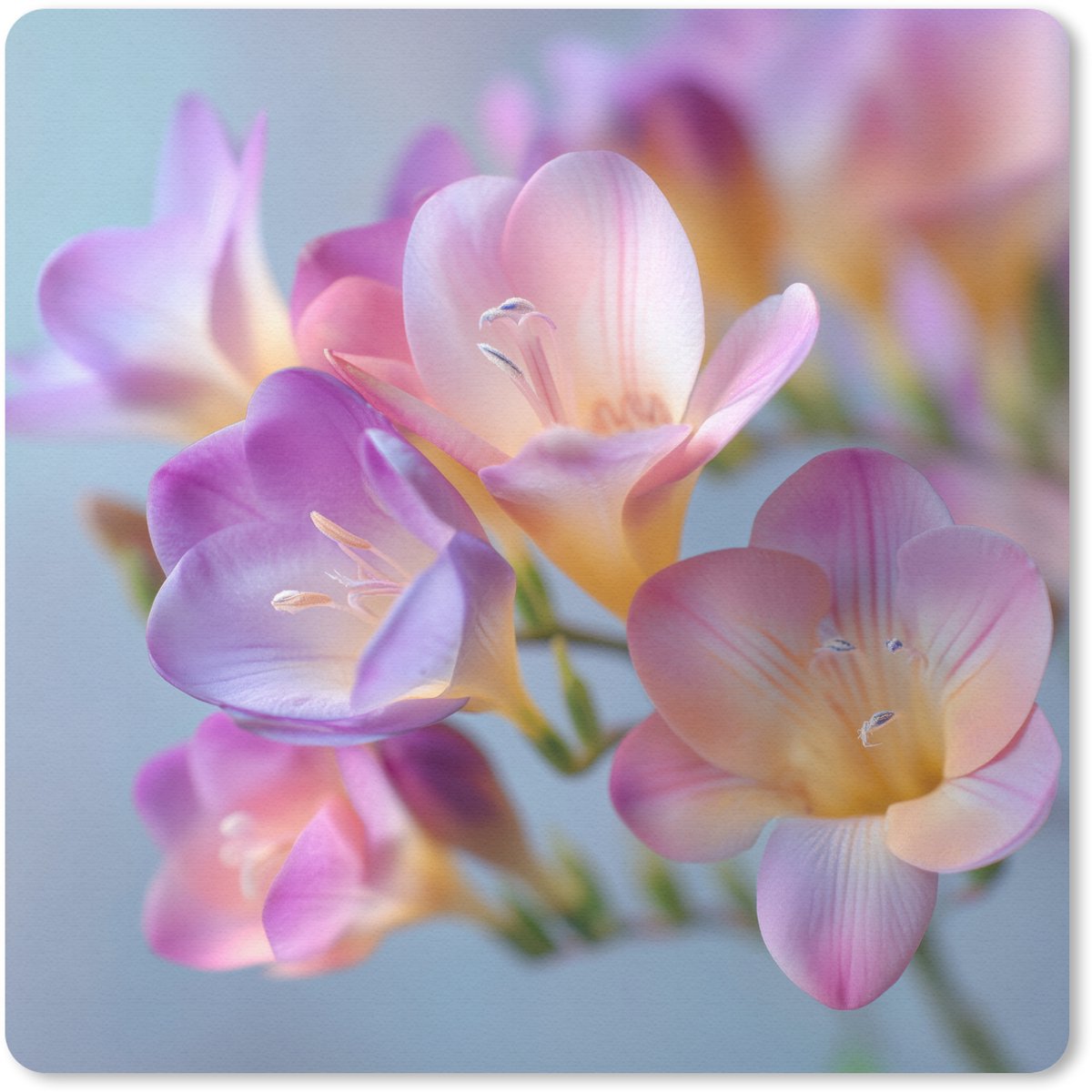 Muismat 20x20 cm - Mousepad Bloemen - Paars - Overloop - Meeldraden - Muismatten