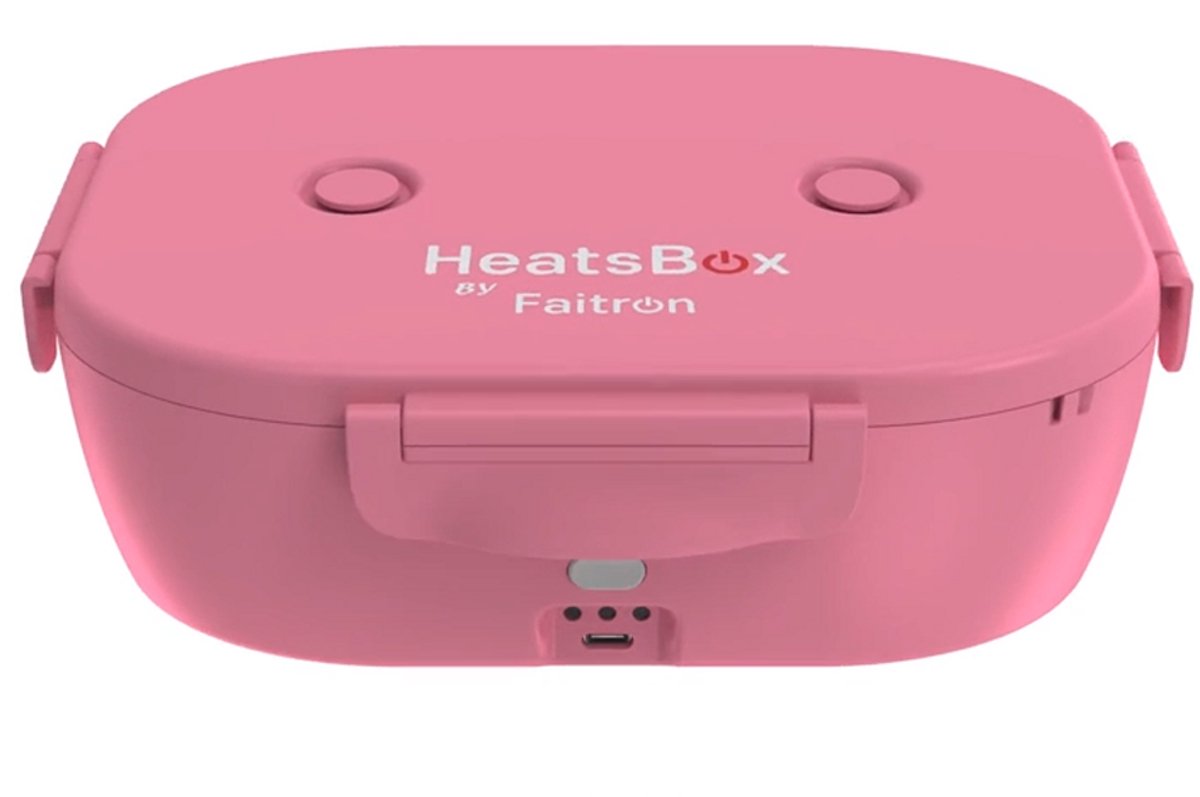 Faitron GO Light - Heatsbox - Electrische Lunchbox - RVS - Verwarmde Lunchbox - Voor Warme Maaltijden - Verschillende Compartimenten - Met App - 12/24V - Roze
