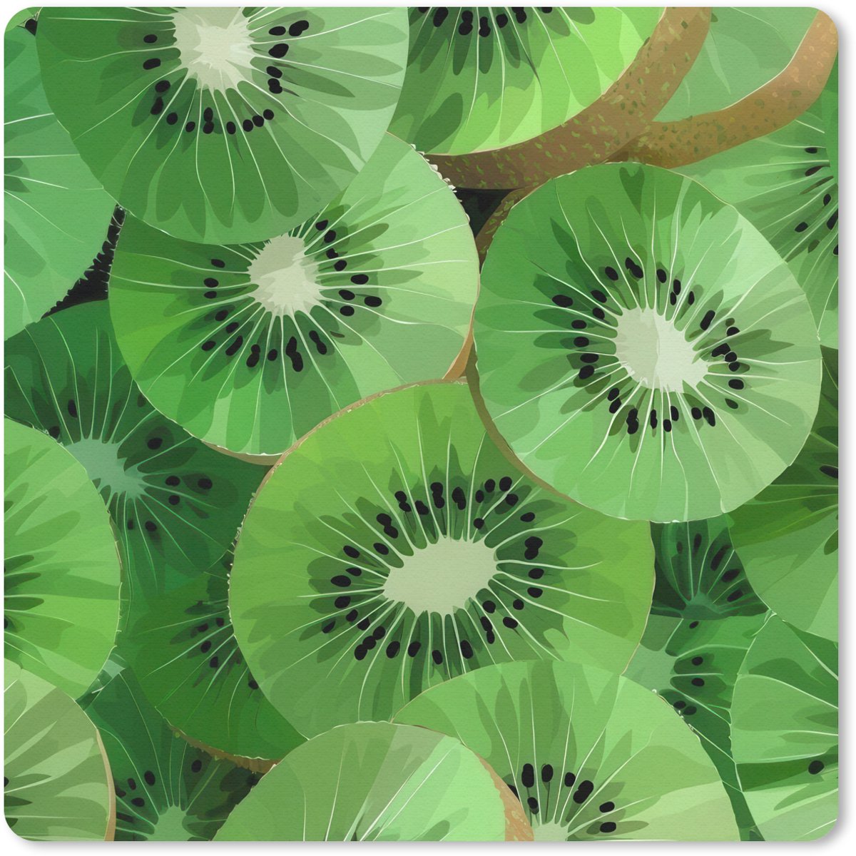 Muismat 20x20 cm - Mousepad Kiwi - Groen - Pitten - Muismatten