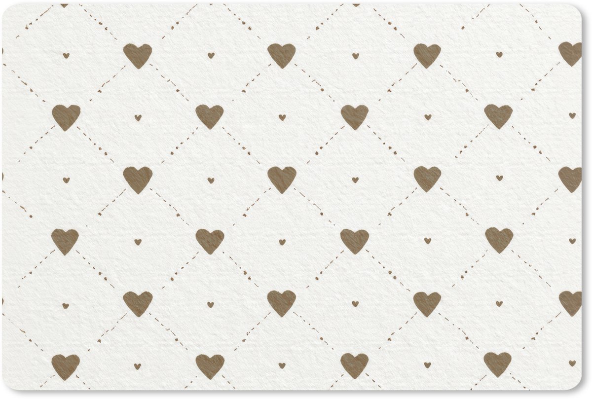 Muismat 27x18 cm - Mousepad Hartjes - Patroon - Raster - Klassiek - Muismatten