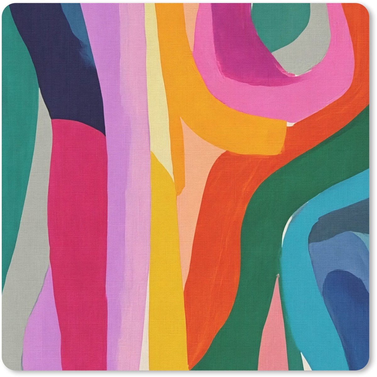 Muismat 30x30 cm - Mousepad Abstract - Kleurrijk - Golven - Lijnen - Muismatten