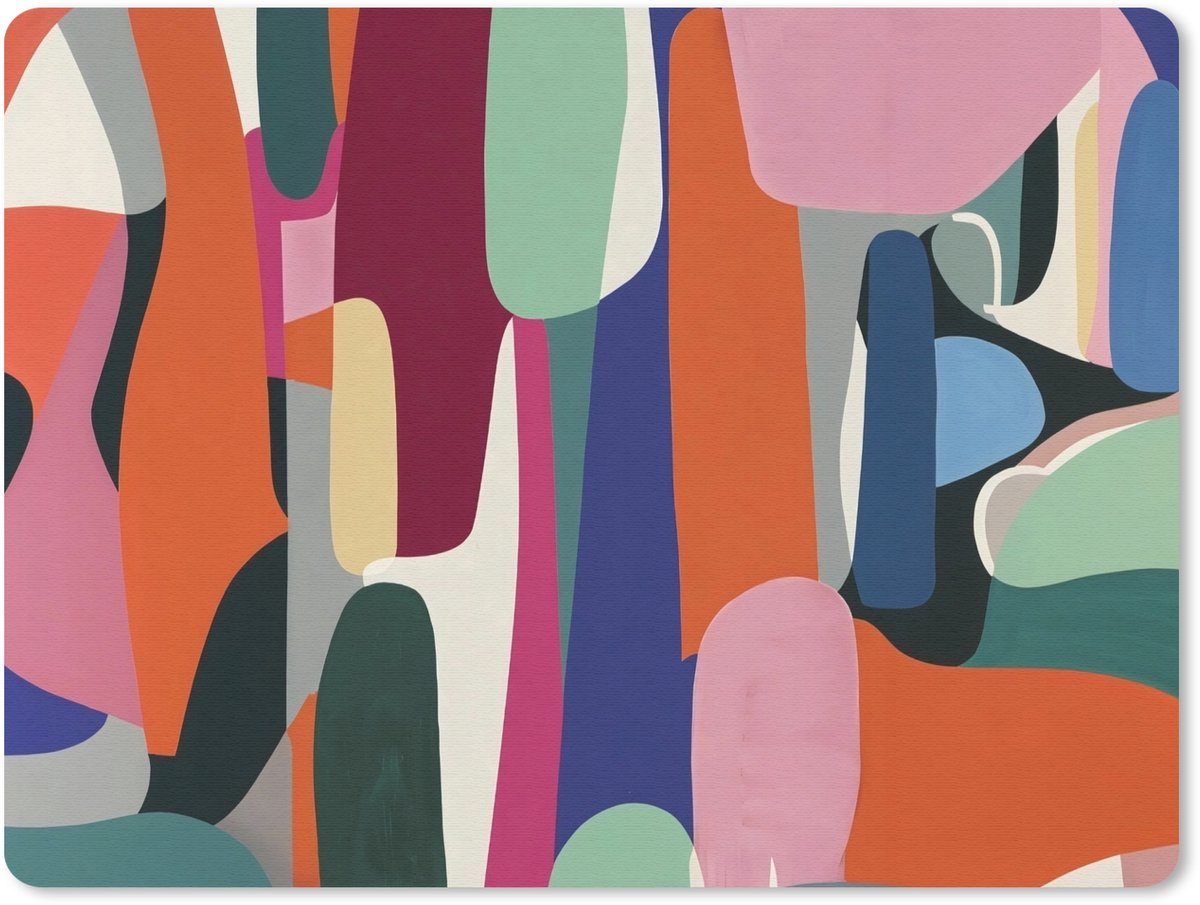 Muismat 23x19 cm - Mousepad Vormen - Ritmisch - Kleuren - Abstract - Muismatten