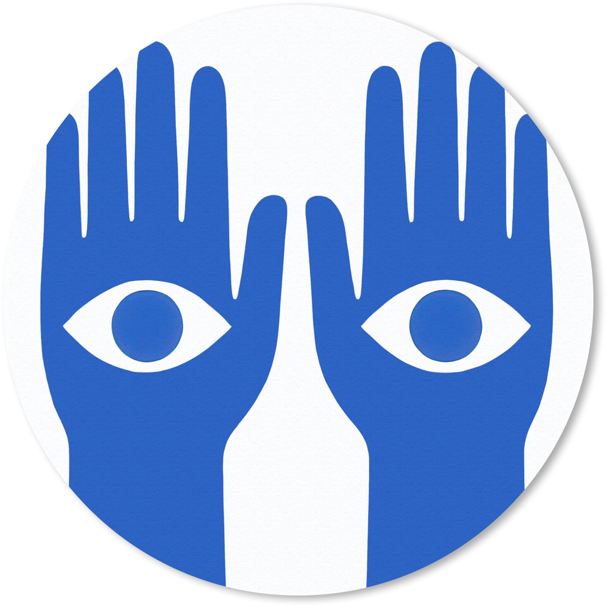 Muismat rond 30x30 cm - Mousepad Handen - Twee - Ogen - Blauw - Ronde muismatten