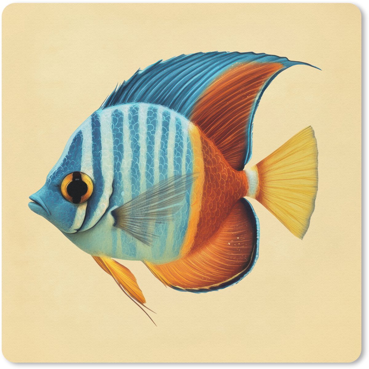 Muismat 20x20 cm - Mousepad Vis - Vinnen - Blauw - Ogen - Muismatten