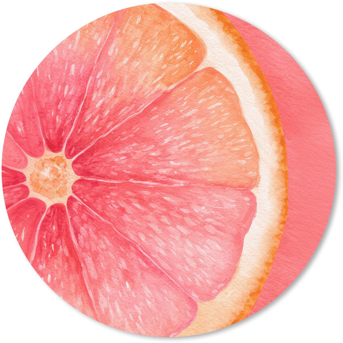 Muismat rond 50x50 cm - Mousepad Grapefruit - Roze - Levendig - Ronde muismatten