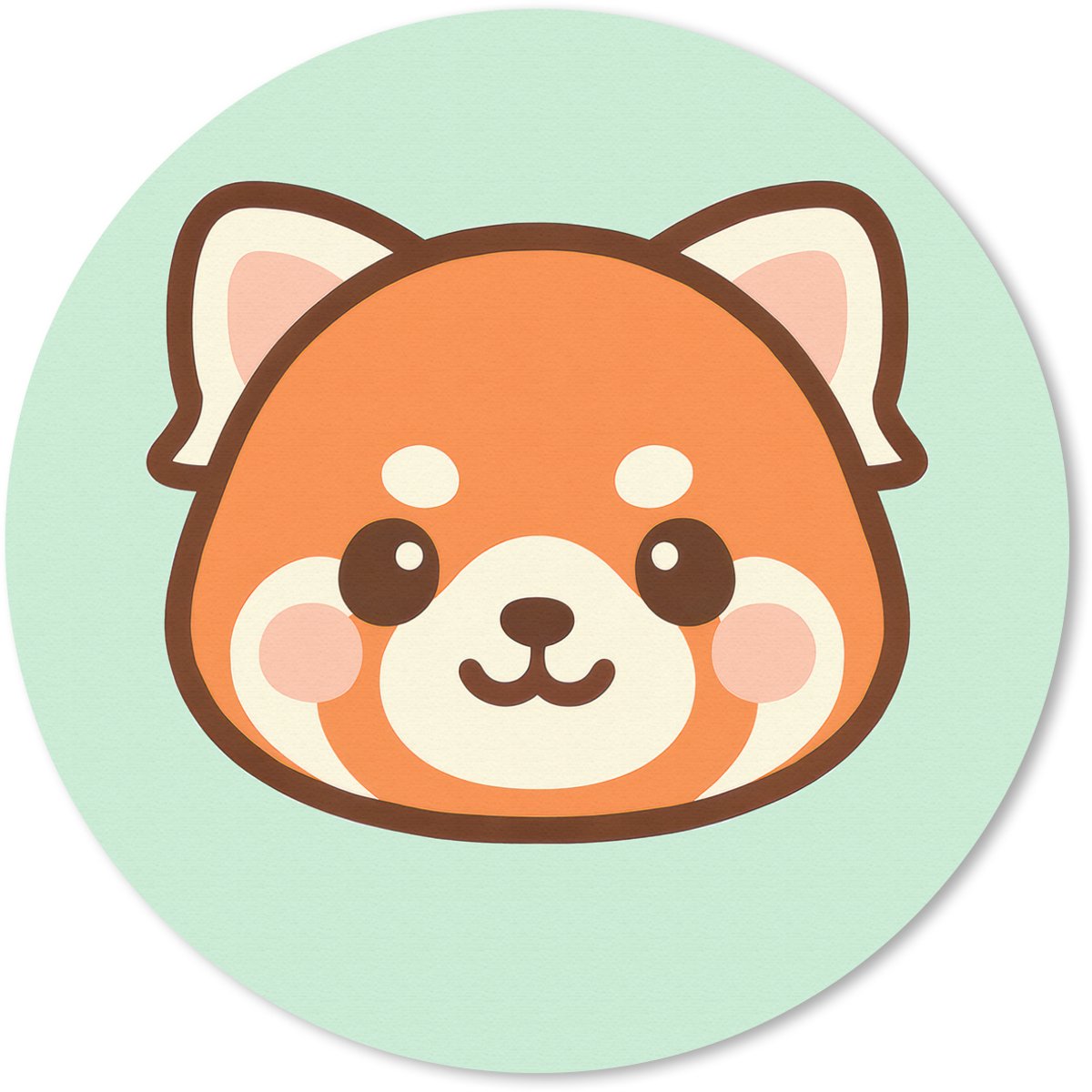 Muismat rond 40x40 cm - Mousepad Rode panda - Groen - Cartoon - Ronde muismatten