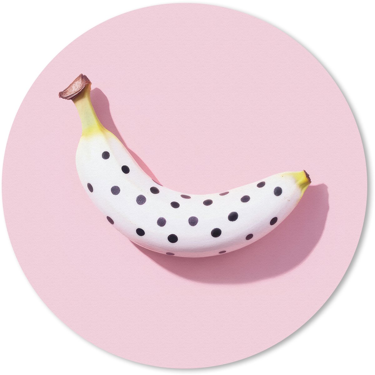 Muismat rond 40x40 cm - Mousepad Banaan - Stippen - roze - Ronde muismatten