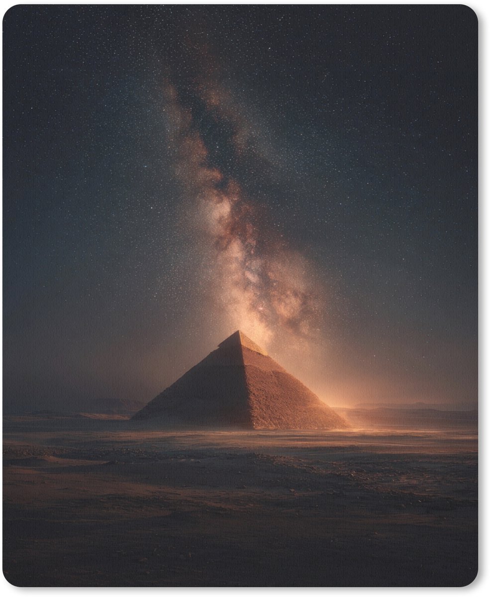 Muismat 19x23 cm - Mousepad Piramide - Woestijn - Licht - Muismatten