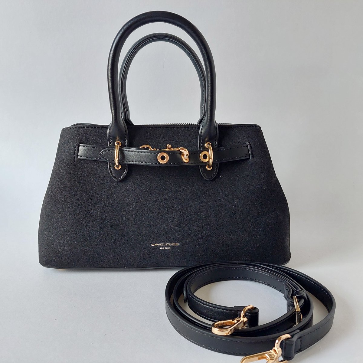 Zwarte Damestas Dames – Vegan Leerlook – Handtas & Schoudertas – Compact & Elegant – David Jones Paris