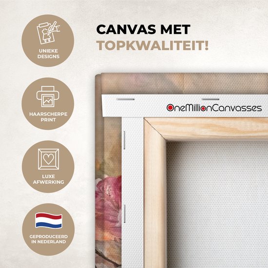 Tableau toile fleurs - Art - Rose - Toile canvas - Peintures sur toile - Décoration salon - Chambre - 120x80 cm - Décoration murale - Photo sur toile - Décoration murale - Décoration chambre