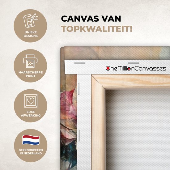 Tableau toile fleurs - Art - Rose - Toile canvas - Peintures sur toile - Décoration salon - Chambre - 60x40 cm - Décoration murale - Photo sur toile - Décoration murale - Décoration chambre