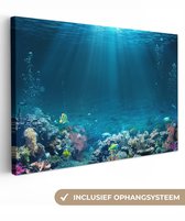 Canvas schilderij 180x120 cm - Wanddecoratie Oceaan - Vis - Koraal - Muurdecoratie woonkamer - Slaapkamer decoratie - Kamer accessoires - Schilderijen op canvas