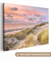 Peinture sur toile - Plage - Dune - Ciel - Mer - Toile plage - 160x120 cm - Toile toilée - Photo sur toile