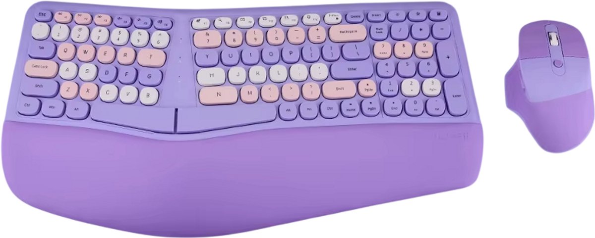 Draadloos toetsenbord en muis met achtergrondverlichting, polssteun, Jiggler muis, oplaadbaar ergonomisch toetsenbord met telefoonhouder, stille oplichtingscombo voor computer, Mac, pc, laptop