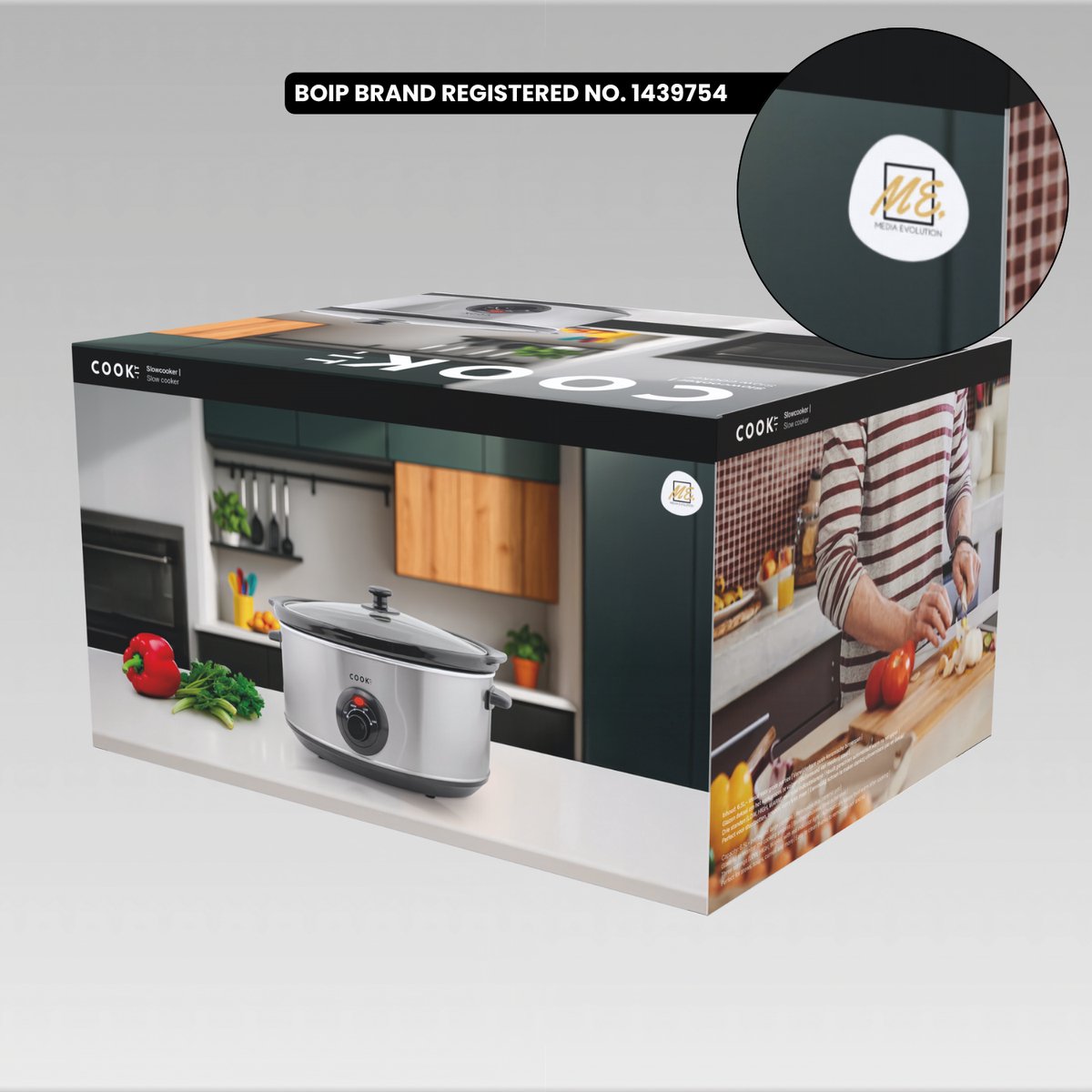 Afbeelding 2 van COOK-IT Slowcooker 6,5L - Ovale Keramische Binnenpan - 2 standen + warmhoudfunctie - Glazen Deksel - RVS Buitenwand - Eenvoudig schoon te maken