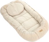 Soosie Babynestje met kussentje – Katoen & Mousseline – Dubbelzijdig – Beige – 90×50 cm - Verstelbaar met Strikkoorden – OEKO-TEX®, Anti-allergeen, Made in EU