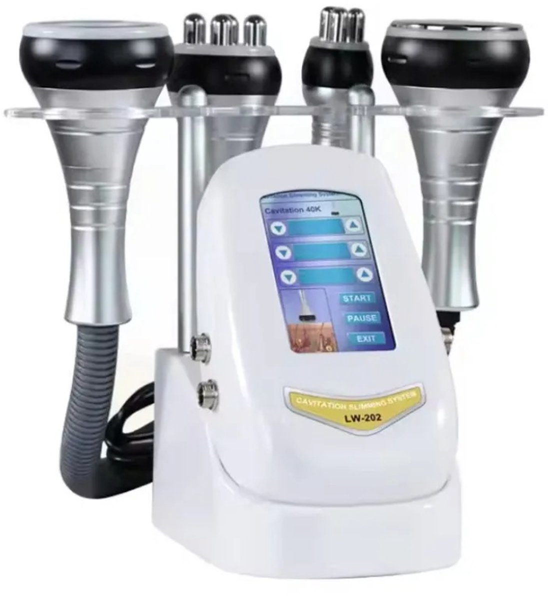 Anti Cellulitis Apparaat - Anti Cellulite - Bindweefsel Massage Apparaat - Cavitatie Apparaat - 4 in 1 - Met Zuigfunctie - Cupping Functie - Masseer Functie - RF Licht - 40HZ Cavitatie kop