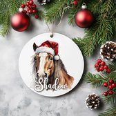Pendentif pour sapin de Noël Cheval avec naam - Décoration de Noël - Rond - Cheval/Animal - Décorations de Noël - Cadeau personnalisé