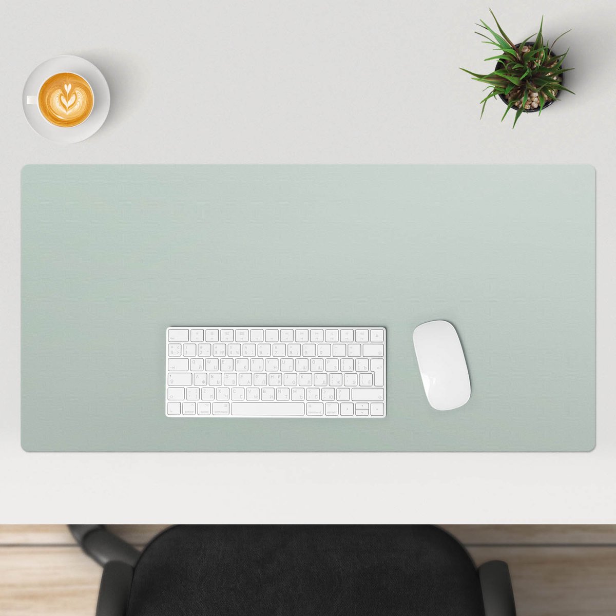 Wallfluent - Bewolkte Salie Bureau Onderlegger - 90x45 cm - Lichtgroen Computer Mat - Pastel- en aardse kleuren Bureau Pad - Bureau Onderlegger Groot - Bureau Accessoires - Bureaumat