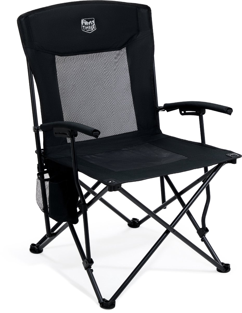 TIMBER RIDGE Campingstoel - 150 kg draagvermogen - opvouwbaar - zwart