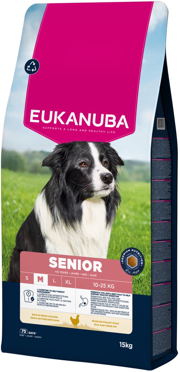 Eukanuba Life Care Senior Medium Hondenvoer met Kip 15 kg