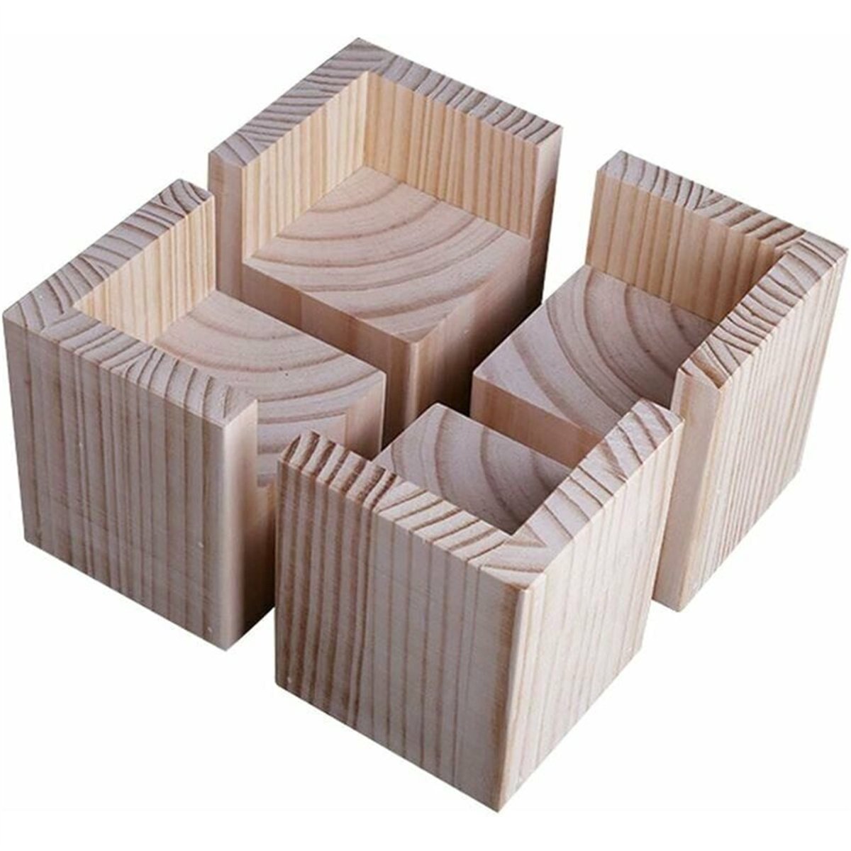 Peysaitr - Meubelverhogers - 4 stuks - Houten meubelpoten - Verstelbare meubelverhoging - hout - 5x5 cm - Verhoog de hoogte met 5 cm