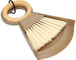 Mini Stoffer en Blik - Bamboe - Beige - Handige stoffer & blik set voor het opvegen en opruimen van kleine ongelukjes en stof in huis.