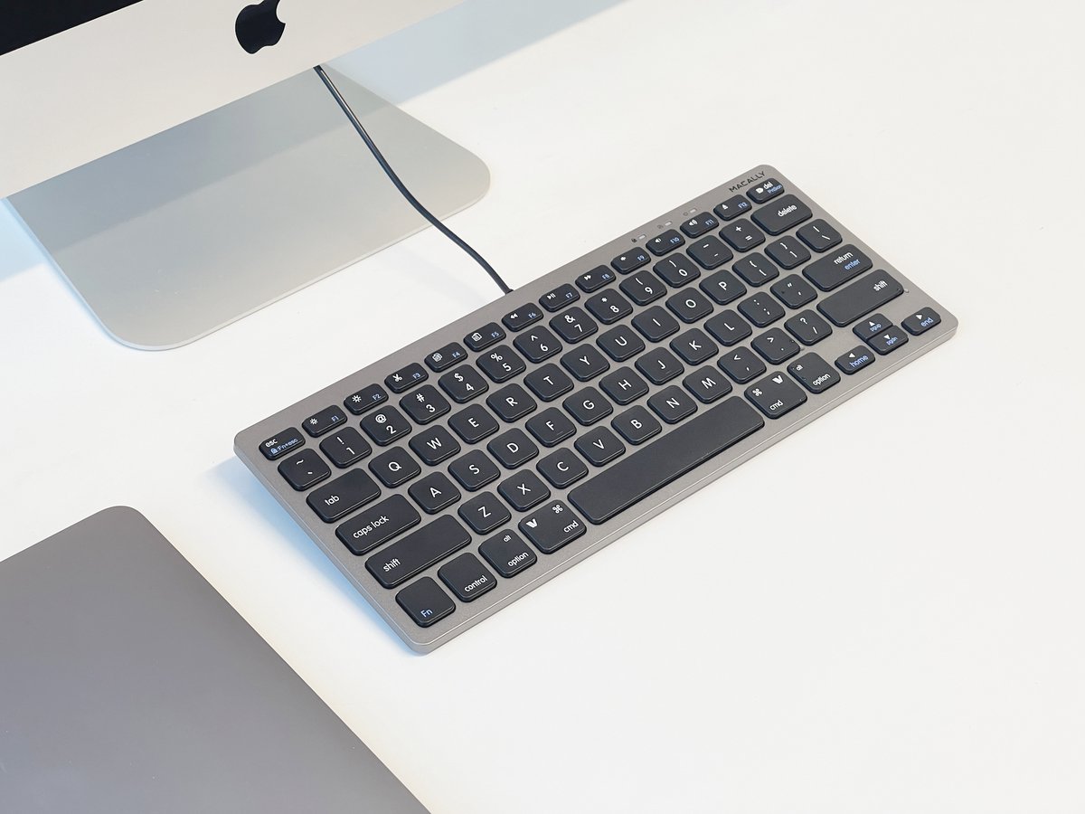 Macally UCSLIMKEYCSG Compact bedraad USB-C toetsenbord voor Apple Mac en iPad - Zwarte toetsen - U.S. Engels (QWERTY) layout thumbnail 6