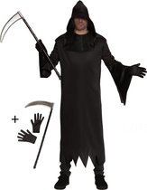 Costume Faucheuse Halloween – Cape, Masque, Faux, Tatouages, Tailles Adulte (noir/blanc/marron)