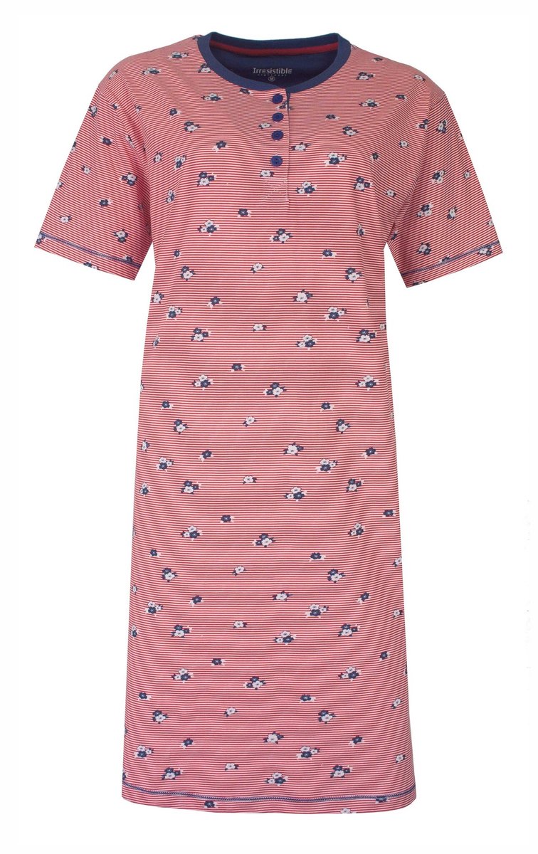 Irresistible Dames Nachthemd - Geprint dessin - Knoopjes - Blauw