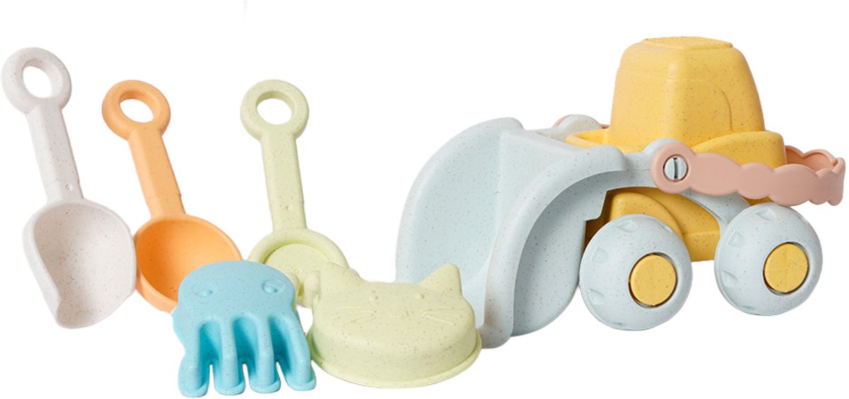Speelgoedtopdeals - BIOplastic Strandset Bulldozer 8-delig - Duurzaam speelgoed