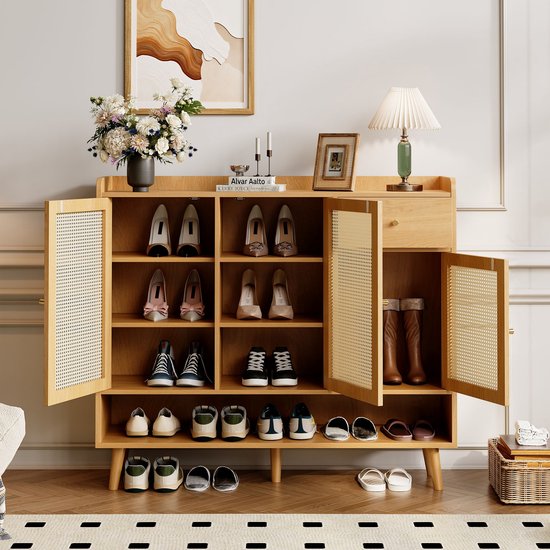 Sweiko Sideboard, Schrank mit Rattantüren und