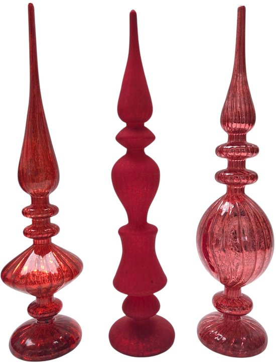 Lot de 3 décorations de Noël en verre rouge fou Longueur 30 cm Totalement tendance pour la nieuw saison !