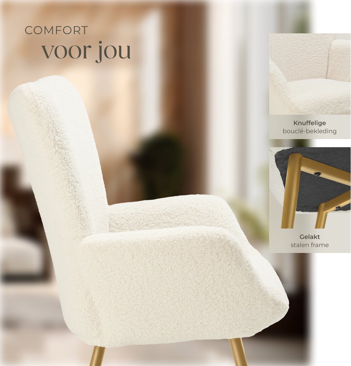 tectake Set eetkamerstoelen Astano fluweel, knoopdesign - zandkleurig/goud, Set van 2 - 405946 tectake Set eetkamerstoelen Astano fluweel, knoopdesign - zandkleurig/goud, Set van 2 - 405946