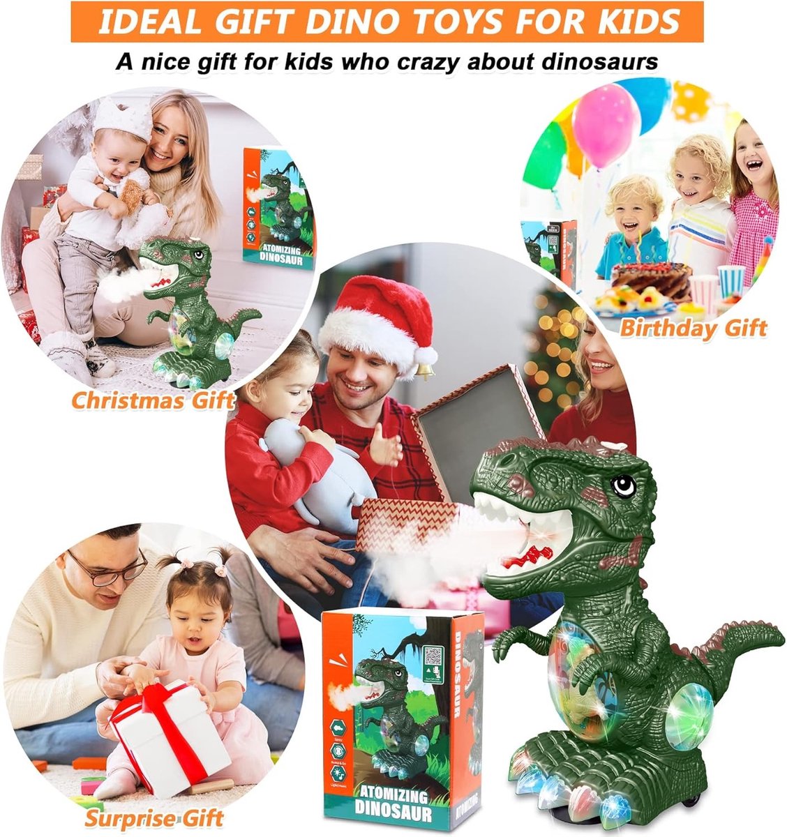 ENJSD Dinosaurus speelgoed voor 1, 2, 3, 4 jaar oud, jongens, meisjes, 5-in-1, dinosaurussen, vrachtwagenspeelgoed voor jongens van 3-5 jaar met brullend geluid en verlichting, wrijvingsaangedreven ENJSD Dinosaurus speelgoed voor 1, 2, 3, 4 jaar oud, jongens, meisjes, 5-in-1, dinosaurussen, vrachtwagenspeelgoed voor jongens van 3-5 jaar met brullend geluid en verlichting, wrijvingsaangedreven