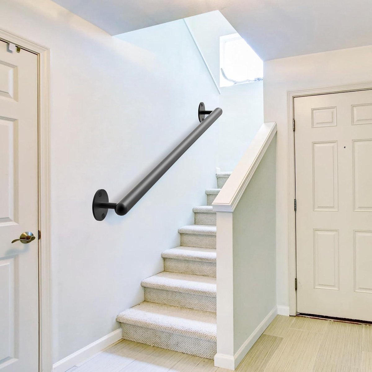 Gouden leuning voor trappen - complete kit 1m 2M 3M 4M 5M 6M industriële traprailing grab bar veiligheid, wandgemonteerde smeedijzeren leuning voor binnen openlucht (Size : 90cm