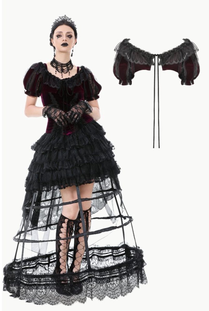 Dark in Love - Gothic Thorn Rose Princess Bolero - L - Zwart/Rood