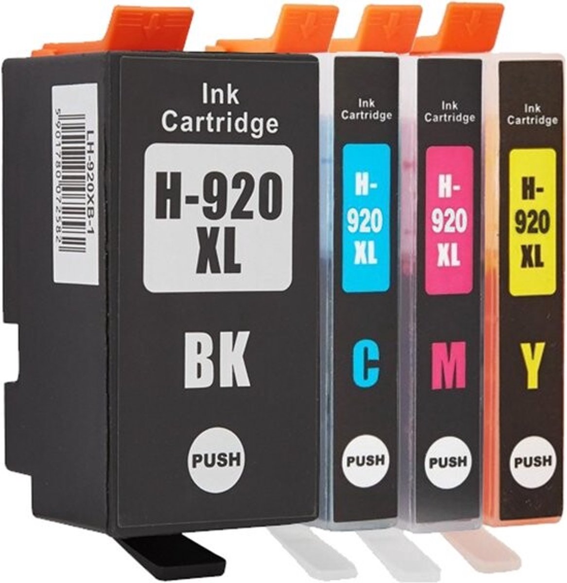 HP 920 XL Zwart + Alle Kleuren Huismerk inktcartridges - HP OfficeJet 6000 - OfficeJet 6500 - OfficeJet 6500 Wireless - OfficeJet 6500A - OfficeJet 6500A Plus - OfficeJet 7000 - OfficeJet 7500A