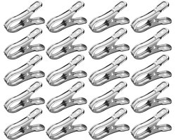 20 stuks metalen wasknijpers, roestvrijstalen strandlakenklemmen, tuinklemmen, zwembadhanddoekklemmen, kasklemmen, wasknijpers voor zwaar gebruik buitenshuis,RVS clip veerclip,Winddichte wasknijper sokkenrek（zilver）
