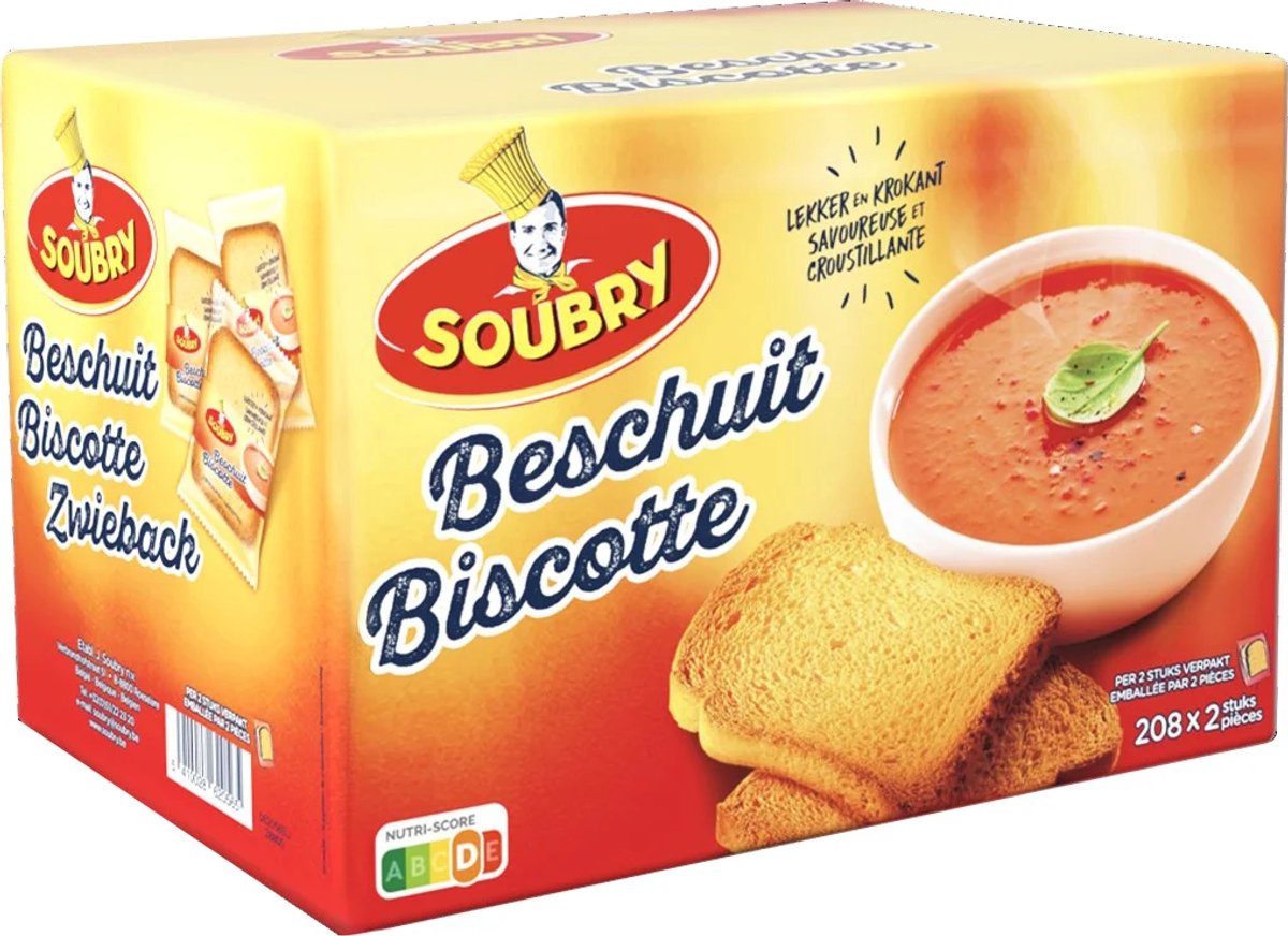 Soubry beschuiten individueel verpakt 2x7,5g 208st