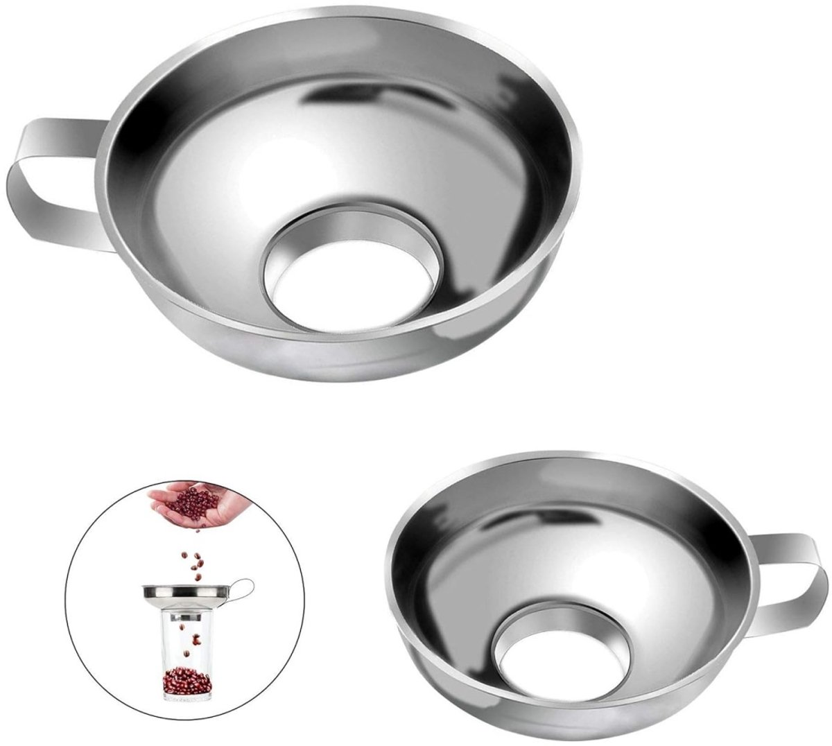 EXCITAT Trechter - Jamtrechter - Roestvrij staal - Brede mond - Met handvat - Voor saus, sap - 2 stuks