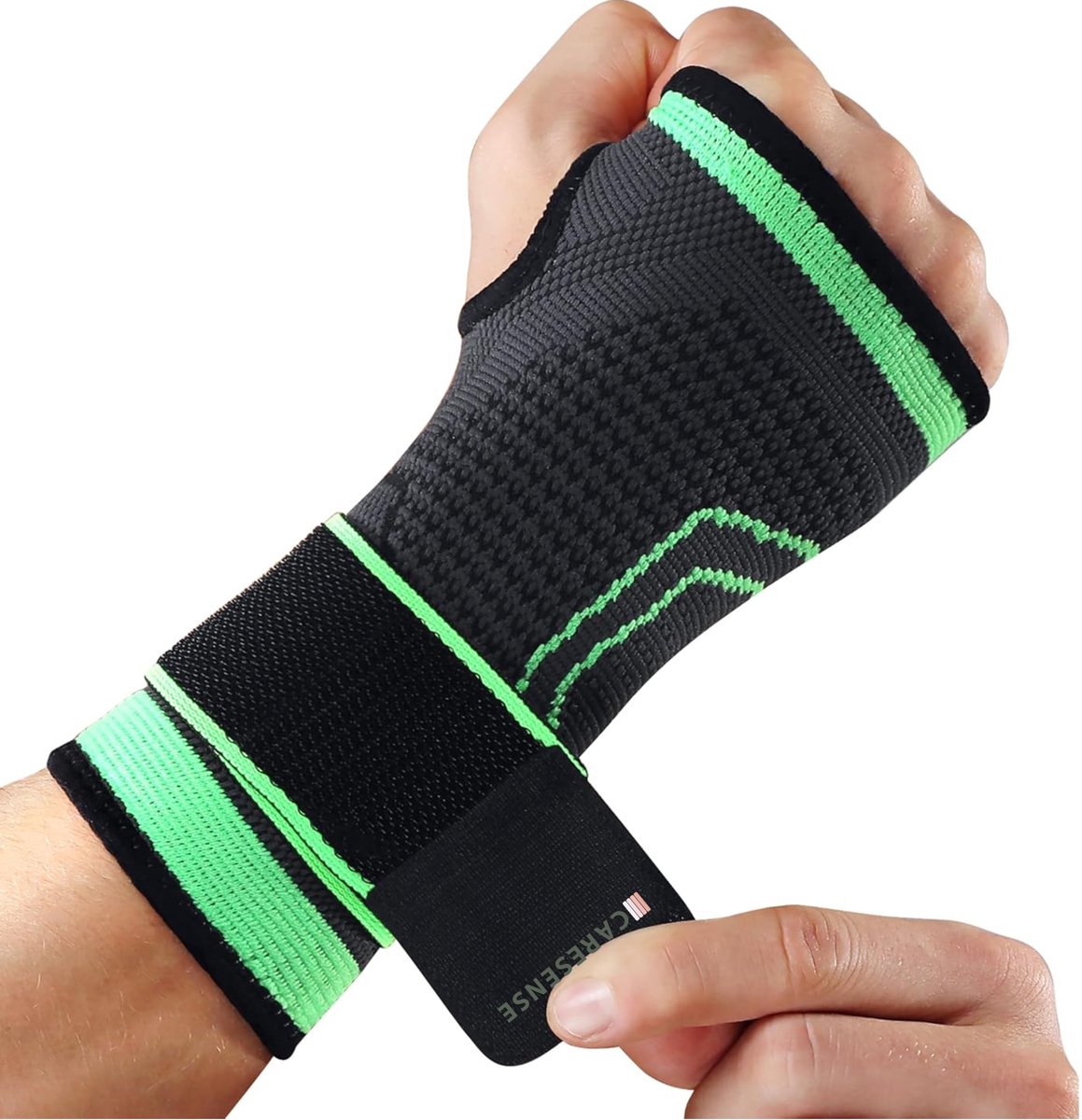 Caresense Polsbrace - Voor Artritis, Gewrichtspijn, Verstuikingen en Verrekkingen - Polsbandage met Verstelbare Compressie - Handsteun Rechter- of Linkerhand – Maat XL